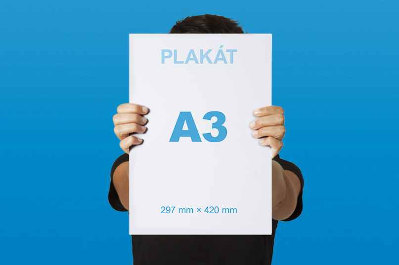 Plakát A3 - Velikost: A3 - 297x420mm, Tisk: jednostranný 4/0, Papír: ofsetový 90g/m², Počet: 100 ks