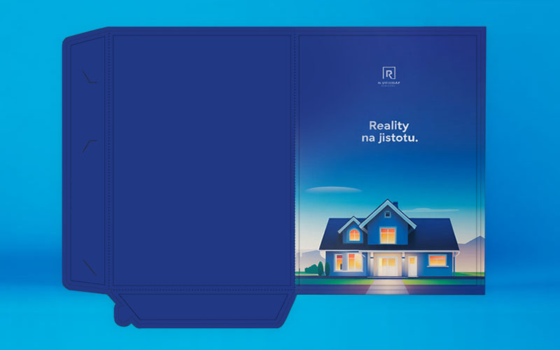 Firemní složka A4, malé klopy, rozevřená